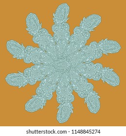 New symmetrical mandala in style zentangle inspired art with doodle. Decorative object can be used for wallpaper, pattern fills, web pages, surface textures.