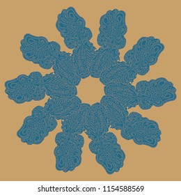 New symmetrical mandala in style zentangle inspired art with doodle. Decorative object can be used for wallpaper, pattern fills, web pages, surface textures.