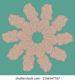 New symmetrical mandala in style zentangle inspired art with doodle. Decorative object can be used for wallpaper, pattern fills, web pages, surface textures.