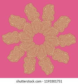 New symmetrical mandala in style zentangle inspired art with doodle. Decorative object can be used for wallpaper, pattern fills, web pages, surface textures.