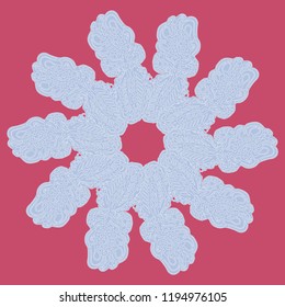 New symmetrical mandala in style zentangle inspired art with doodle. Decorative object can be used for wallpaper, pattern fills, web pages, surface textures.