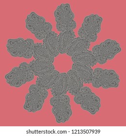 New symmetrical mandala in style zentangle inspired art with doodle. Decorative object can be used for wallpaper, pattern fills, web pages, surface textures.