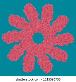 New symmetrical mandala in style zentangle inspired art with doodle. Decorative object can be used for wallpaper, pattern fills, web pages, surface textures.