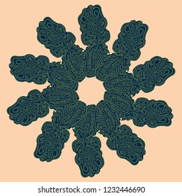 New symmetrical mandala in style zentangle inspired art with doodle. Decorative object can be used for wallpaper, pattern fills, web pages, surface textures.