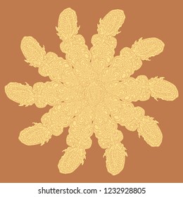 New symmetrical mandala in style zentangle inspired art with doodle. Decorative object can be used for wallpaper, pattern fills, web pages, surface textures.