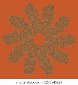 New symmetrical mandala in style zentangle inspired art with doodle. Decorative object can be used for wallpaper, pattern fills, web pages, surface textures.