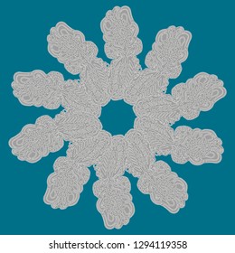 New symmetrical mandala in style zentangle inspired art with doodle. Decorative object can be used for wallpaper, pattern fills, web pages, surface textures.