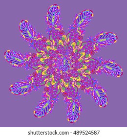 New symmetrical mandala in style zentangle inspired art with doodle. Decorative object can be used for wallpaper, pattern fills, web pages, surface textures.