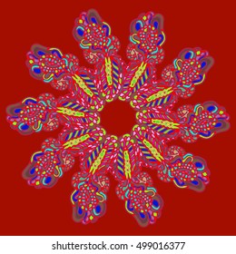 New symmetrical mandala in style zentangle inspired art with doodle. Decorative object can be used for wallpaper, pattern fills, web pages, surface textures.