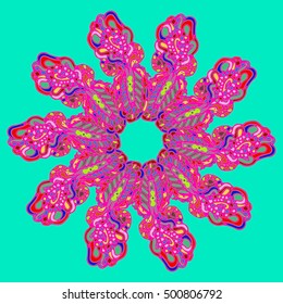 New symmetrical mandala in style zentangle inspired art with doodle. Decorative object can be used for wallpaper, pattern fills, web pages, surface textures.