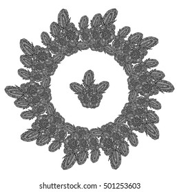 New symmetrical mandala in style zentangle inspired art with doodle. Decorative object can be used for wallpaper, pattern fills, web pages, surface textures.