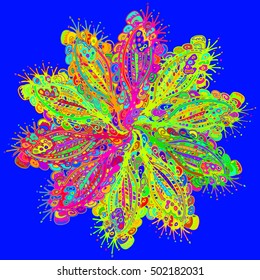 New symmetrical mandala in style zentangle inspired art with doodle. Decorative object can be used for wallpaper, pattern fills, web pages, surface textures.