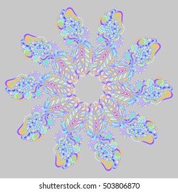 New symmetrical mandala in style zentangle inspired art with doodle. Decorative object can be used for wallpaper, pattern fills, web pages, surface textures.