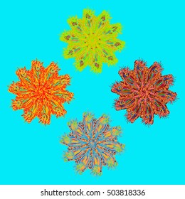 New symmetrical mandala in style zentangle inspired art with doodle. Decorative object can be used for wallpaper, pattern fills, web pages, surface textures.