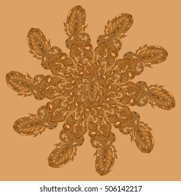 New symmetrical mandala in style zentangle inspired art with doodle. Decorative object can be used for wallpaper, pattern fills, web pages, surface textures.