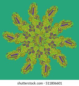 New symmetrical mandala in style zentangle inspired art with doodle. Decorative object can be used for wallpaper, pattern fills, web pages, surface textures.