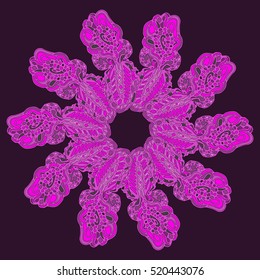 New symmetrical mandala in style zentangle inspired art with doodle. Decorative object can be used for wallpaper, pattern fills, web pages, surface textures.