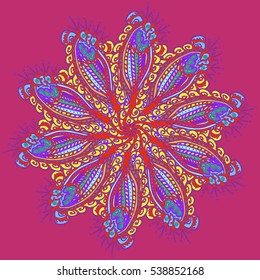New symmetrical mandala in style zentangle inspired art with doodle. Decorative object can be used for wallpaper, pattern fills, web pages, surface textures.
