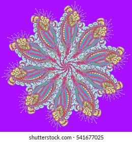 New symmetrical mandala in style zentangle inspired art with doodle. Decorative object can be used for wallpaper, pattern fills, web pages, surface textures.