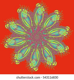 New symmetrical mandala in style zentangle inspired art with doodle. Decorative object can be used for wallpaper, pattern fills, web pages, surface textures.