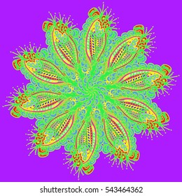 New symmetrical mandala in style zentangle inspired art with doodle. Decorative object can be used for wallpaper, pattern fills, web pages, surface textures.