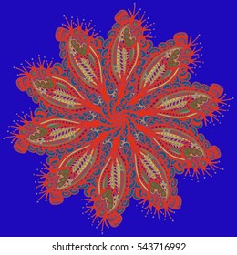 New symmetrical mandala in style zentangle inspired art with doodle. Decorative object can be used for wallpaper, pattern fills, web pages, surface textures.