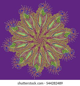 New symmetrical mandala in style zentangle inspired art with doodle. Decorative object can be used for wallpaper, pattern fills, web pages, surface textures.