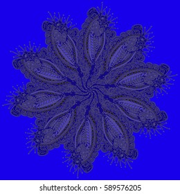 New symmetrical mandala in style zentangle inspired art with doodle. Decorative object can be used for wallpaper, pattern fills, web pages, surface textures.