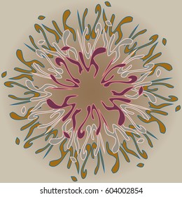 New symmetrical mandala in style zentangle inspired art with doodle. Decorative object can be used for wallpaper, pattern fills, web pages, surface textures.