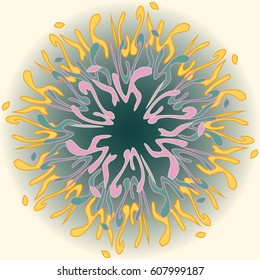 New symmetrical mandala in style zentangle inspired art with doodle. Decorative object can be used for wallpaper, pattern fills, web pages, surface textures.