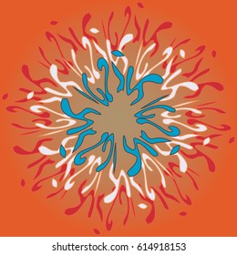 New symmetrical mandala in style zentangle inspired art with doodle. Decorative object can be used for wallpaper, pattern fills, web pages, surface textures.