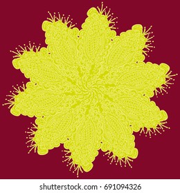 New symmetrical mandala in style zentangle inspired art with doodle. Decorative object can be used for wallpaper, pattern fills, web pages, surface textures.