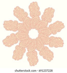 New symmetrical mandala in style zentangle inspired art with doodle. Decorative object can be used for wallpaper, pattern fills, web pages, surface textures.