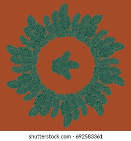 New symmetrical mandala in style zentangle inspired art with doodle. Decorative object can be used for wallpaper, pattern fills, web pages, surface textures.