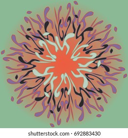 New symmetrical mandala in style zentangle inspired art with doodle. Decorative object can be used for wallpaper, pattern fills, web pages, surface textures.