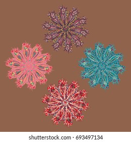 New symmetrical mandala in style zentangle inspired art with doodle. Decorative object can be used for wallpaper, pattern fills, web pages, surface textures.