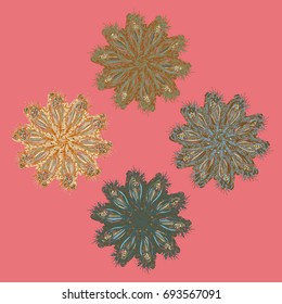 New symmetrical mandala in style zentangle inspired art with doodle. Decorative object can be used for wallpaper, pattern fills, web pages, surface textures.