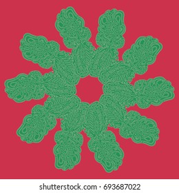 New symmetrical mandala in style zentangle inspired art with doodle. Decorative object can be used for wallpaper, pattern fills, web pages, surface textures.