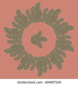 New symmetrical mandala in style zentangle inspired art with doodle. Decorative object can be used for wallpaper, pattern fills, web pages, surface textures.