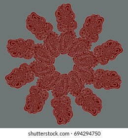New symmetrical mandala in style zentangle inspired art with doodle. Decorative object can be used for wallpaper, pattern fills, web pages, surface textures.