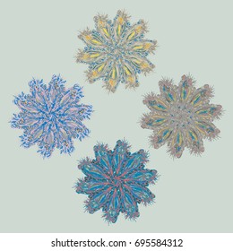 New symmetrical mandala in style zentangle inspired art with doodle. Decorative object can be used for wallpaper, pattern fills, web pages, surface textures.