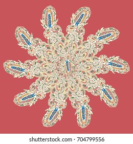 New symmetrical mandala in style zentangle inspired art with doodle. Decorative object can be used for wallpaper, pattern fills, web pages, surface textures.