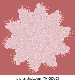 New symmetrical mandala in style zentangle inspired art with doodle. Decorative object can be used for wallpaper, pattern fills, web pages, surface textures.