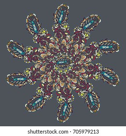 New symmetrical mandala in style zentangle inspired art with doodle. Decorative object can be used for wallpaper, pattern fills, web pages, surface textures.