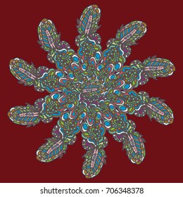 New symmetrical mandala in style zentangle inspired art with doodle. Decorative object can be used for wallpaper, pattern fills, web pages, surface textures.