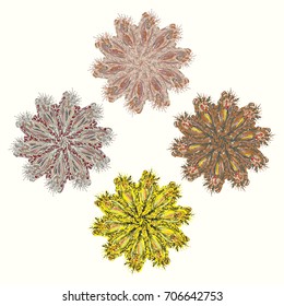 New symmetrical mandala in style zentangle inspired art with doodle. Decorative object can be used for wallpaper, pattern fills, web pages, surface textures.
