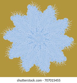 New symmetrical mandala in style zentangle inspired art with doodle. Decorative object can be used for wallpaper, pattern fills, web pages, surface textures.
