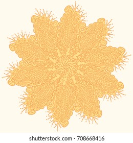 New symmetrical mandala in style zentangle inspired art with doodle. Decorative object can be used for wallpaper, pattern fills, web pages, surface textures.