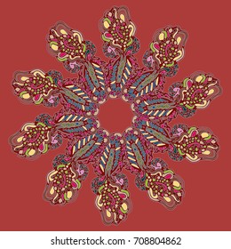 New symmetrical mandala in style zentangle inspired art with doodle. Decorative object can be used for wallpaper, pattern fills, web pages, surface textures.