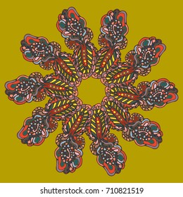 New symmetrical mandala in style zentangle inspired art with doodle. Decorative object can be used for wallpaper, pattern fills, web pages, surface textures.